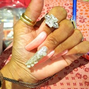 AUTHENTIC GENUINE 10K YELLOW GOLD CZ DIAMONELLE MASSIVE EMERALD CUT 3stone RING